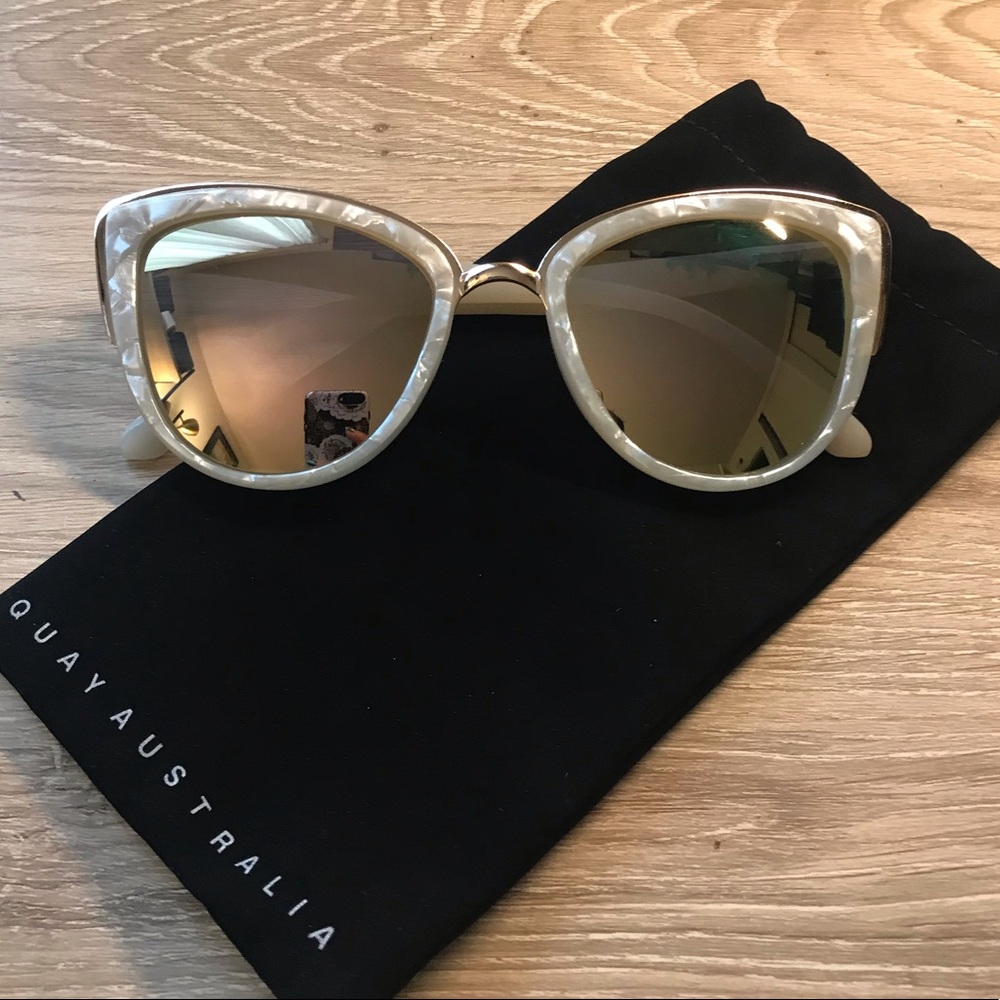 Quay My Girl Pearl and Gold Cat Eye Sunglasses